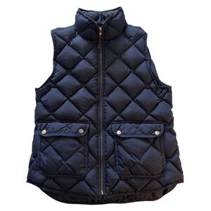 J.Crew Puffer Vest Womens M Diamond Quilted Down Filled Full Zip Pocket